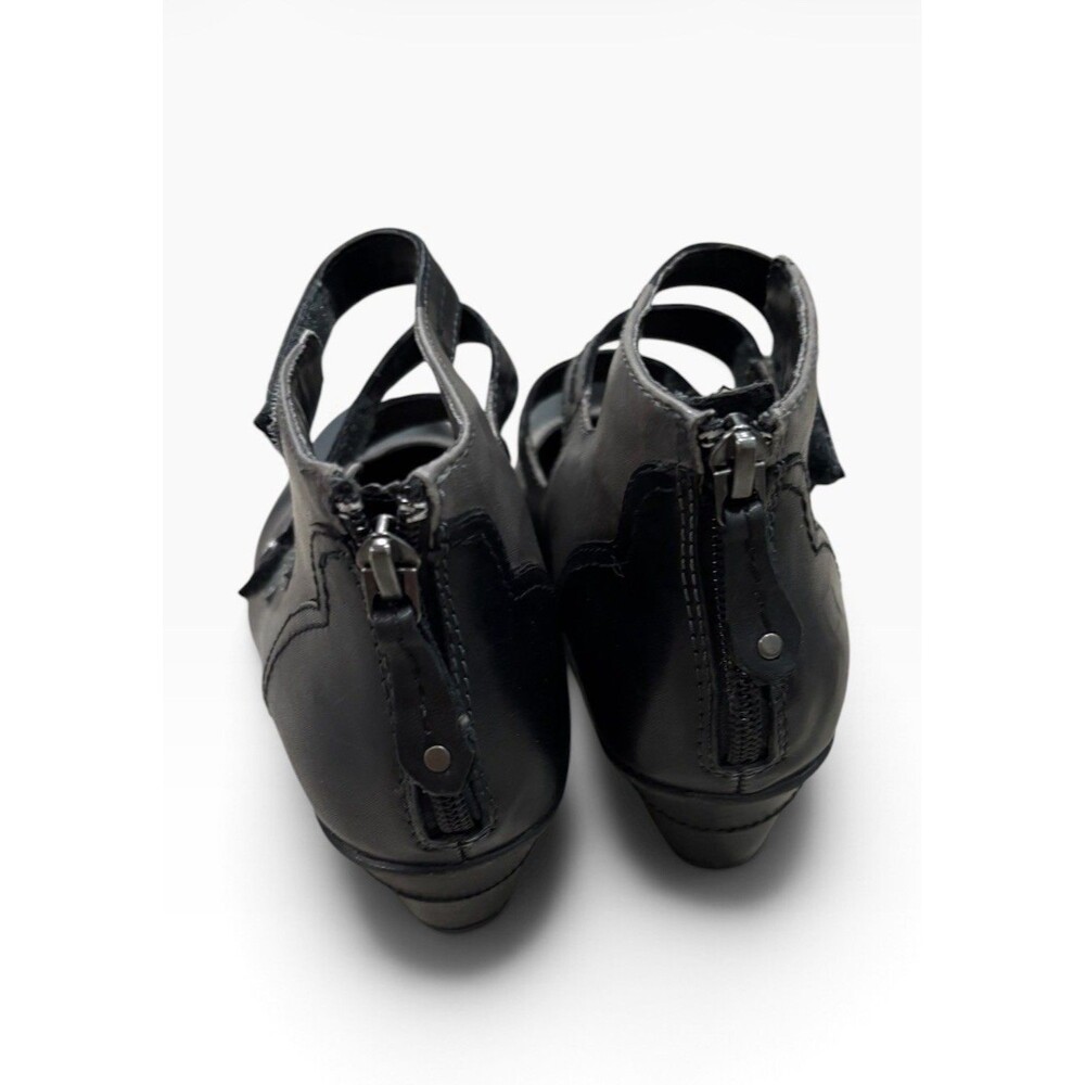 Earth Serano Retro Artsy Strap Mary Jane Pumps Black Gray Leather Witchy Goth 8 - Picture 3 of 5